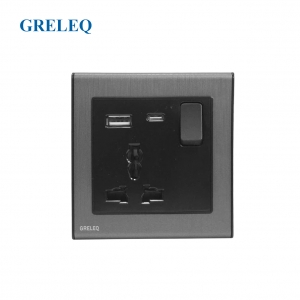 Bộ ổ cắm đơn đa năng kèm hạt USB có đèn Led F3-011SUC-BG