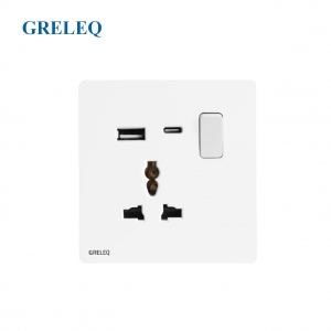 Bộ ổ cắm đơn đa năng kèm hạt USB C8-011SUC-W