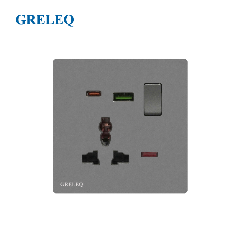 Bộ ổ cắm đa năng + USB (A+C) có đèn Led T1-011SUC-G